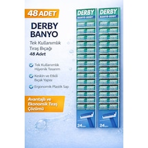 Derby Banyo Tek Kullanımlık Tıraş Bıçağı 48 Adet Ekonomik Paket Plastik Saplı Tıraş Jileti