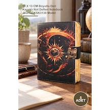 Arı 5 Adet Deri Defter 18 X 13 Cm Boyutlu Deri Kapaklı Not Defteri Notebook Journal Ksk3138 Model Altın
