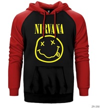 Nirvana Logo Kırmızı Reglan Kol Kapşonlu Sweatshirt Kırmızı