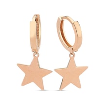 Sembolgold Altın Yıldız Sarkık Küpe Rose Altın Sk42-013