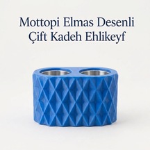 Mottopi Ehlikeyf Mavi Elmas Desenli,2 Kadeh Yuvalı,metal İç Hazneli,termojelli Soğutucu-mavi