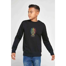 Tshirthane Skull Baskılı Unisex Çocuk Siyah Sweatshirt (534631506) Siyah