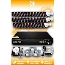 Elitcam 32 Kameralı Kare 32 Dış Kamera Set 250 GB HDD Full HD Gece Görüşlü Güvenlik Kamerası Sistemi