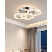 Gomez 3'lü Krom 3 Renkli Modern Plafonyer Led Avize Krom