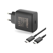 Nodar 45w Süper Hızlı Usb-c Şarj Aleti Seti 1 Metre Type-c To Type-c Kablo Dahil Pd Hızlı Şarj, Kısa Devre Ve Yüksek Voltaj Korumalı Siyah, Nd1007