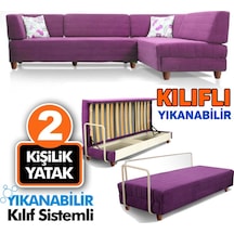 Seray Yıkanabilir Kılıflı Serbora Yataklı Sandıklı Köşe Takımı