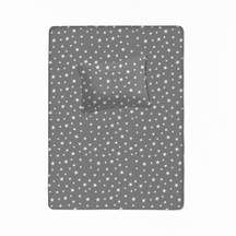100 Pamuklu Bebek Lastikli Çarşaf 60x120+20 Bebek Yastık Kılıfı 35x45 Yıldız Desenli