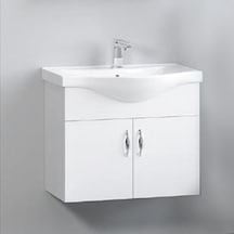 Denko Akyazı 55 Cm Mdf Beyaz Banyo Dolabı, Alt Modül Ve Lavabo Beyaz