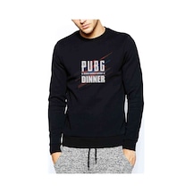 Chicken Dinner Baskılı Siyah Erkek Örme Sweatshirt (528959320)