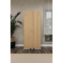 Asra Trend MK-02 %100 MDF 80x180 cm Çok Amaçlı Mutfak Kiler Dolabı Kapak İçi Raflı Erzak Dolabı Beyaz Karine
