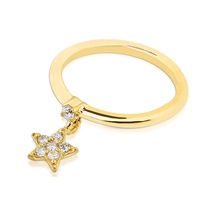 Kuyumcudukkani Elişi Yıldız Sallantılı Yüzük-10225-g-w Gold