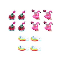 12'li Flamingo Gökkuşağı Karpuz Şişme Bardak Tutucu Set