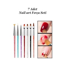 7 Adet Nail Art Protez Tırnak Fırça Seti. Kıl Fırça, French Fırça Ve Jel Fırçası Çok Renkli