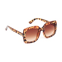 Brill Leopar Desenli Gold Detaylı Kare Kemik Çerçeve Vintage Retro Unisex Güneş Gözlüğü