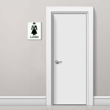 Decorıta Cam Wc Yönlendirme Levhası 2'Li Beyaz Ladies - Gents