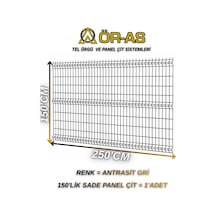 Antrastik Gri Bahçe Teli Panel Çit 150 Cm X 250 Cm 1-adet