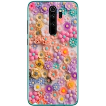 Redmi Note 8 Pro Uyumlu Çiçek Bükleleri Baskılı Silikon Kılıf Renkli