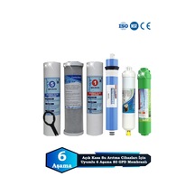 Sumarkt Açık Kasa Su Arıtma Cihazı Uyumlu 6 Aşama Cift Sediment 80 Gpd Membranlı Alkalinli Filtre Bakım Seti