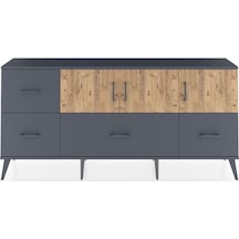 Arges Konsol 4 Raflı 4 Çekmeceli 3 Kapaklı 176x30x83 Antrasit-çam/antrasit Çam/antrasit