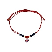 Gümüş Çiçek Motifli Taşlı Makrome Bileklik - B070101