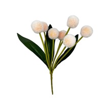 Yapay Çiçek Şampanya Rengi Pompon Çiçeği Dekoratif Yapay Çiçek 7 Toplu 30 20cm