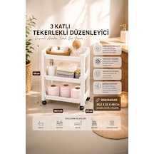 Porsima Rafty-73-1 Tekerlekli 4 Katlı Düzenleyici Geniş Raf Beyaz
