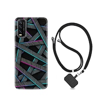 Vivo Y11S Kılıf Boyun Askılı Gri Zigzag 1706