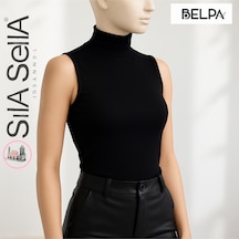 Belpa Sıla Sella Siyah Kadın Boğazlı Atlet Siyah