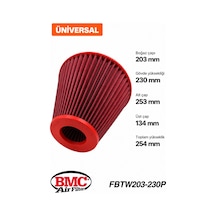 Bmc Fbtw203-230p Universal Konik Performans Hava Filtresi 203 Mm Boğaz / 230 Mm Yükseklik / Plastik Kapak