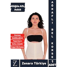 Günldelik Vücut Şekillendiren Beden Küçülten Toparlayan Gögüs Altı Askılı Ağraflı Bel Korse Ten