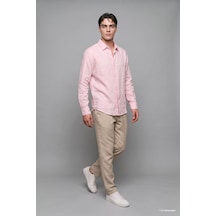 Defacto Regular Fıt Keten Uzun Kollu Gömlek C1825ax26smpn440 Pembe-pn440