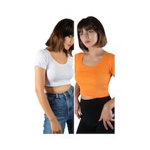 Terapi Men 2'li Paket Beyaz Turuncu Havuz Yaka Fitted/vücuda Oturan Kısa Kol Crop Tişört Beyaz Turuncu Terapi Men 2'li Paket Beyaz Turuncu Havuz Yaka Fitted/vücuda Oturan Kısa Kol Crop Tişört Beyaz Turuncu