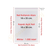 18x25+5 Cm. 18x30 1.000 Adet Şeffaf Bantlı Yapışkanlı Jelatin Poşet