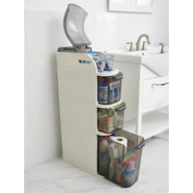 Geseus Xl Pro Slim Tekerlekli Çok Amaçlı Banyo Ve Mutfak Dolabı Şeffaf Çekmeceli Dar Alan Düzenleyici Organizer Çok Renkli