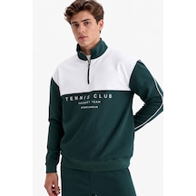 We&me Boxy Fit Gömlek Yaka Sporcu Erkek Sweatshirt Yeşil