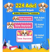 Sevimli Köpek Temalı Okul Kreş Kişiye Özel İsim Etiket Seti - Model 389 Çok Renkli