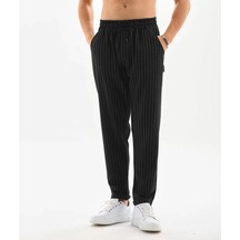 Modavra Unisex Çizgili Eşofman Altı - Siyah 001