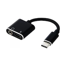 Metal Usb Type C Audio 3.5Mm Kulaklık ve Şarj Dönüştürücü Adaptör