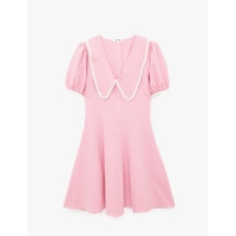 Koton Kısa Balon Kollu Geniş Bebe Yaka Pötikareli Mini Kloş Elbise Pembe Ekose 6sak80247ew Pembe Ekoseli
