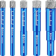 Kuru Elmas Matkap Uçları Seti 5 Adet 1/4 5/16 3/8 1/2 İnç Granit Seramik Mermer Fayans Taş Cam Elmas Kaplama