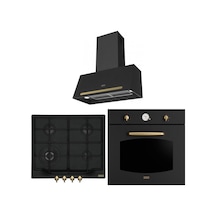 Franke FCO 86 H ON - FCH 604 4G TC ON C - FCO 70 ONYX Rustik Ankastre Set Nero
