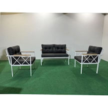 2+1+1 Beyaz Profil Balkon-bahçe-kafe- Çay Seti-koltuk Takımı-oturma Grubu-ofis Koltuğu Antrasit