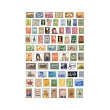 72 Adet Retro Vintage Pul Koleksiyonu Sticker Seti - Etiket Seti Scrapbook Bullet Journal Çok Renkli