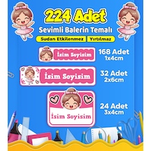 Sevimli Balerin Temalı Okul Kreş Kişiye Özel İsim Etiket Seti - Model 451 Çok Renkli