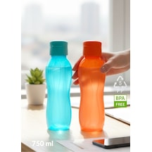 2'li Suluk Seti Bpa Free Ofis-spor-okul Matarası Pp-5 Mavi Turuncu 750 Ml Turuncu Plastik Diğer