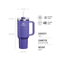 Quencher H2.0 Flowstate Pipetli Termos Bardak 1.18 Litre - Parlak Mor Dahlia Shimmer Paslanmaz Çelik Çok Renkli