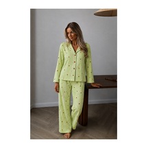 Fit Women Kadın Puantiyeli Ev Giyimi Yeşil Pijama Takımı