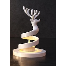 Bezos 3d Baskı Spiral Ren Geyiği Mumluk Yılbaşı Dekoratif Ren Geyiği Tealight Mum Tutucu - Beyaz Nxrlvng