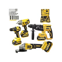 Assur Asr1192 Profesyonel Akülü Kömürsüz 4 Lü Matkap Seti 21v 3ah - 800nm Somun Sökme, 26mm Kırıcı Delici, 13mm Darbeli Vidalama, 125mm Avuç Taşlama Sarı