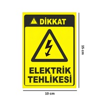 Dikkat Elektrik Tehlikesi Uyarı Levhası Arkası Yapışkanlı Sticker